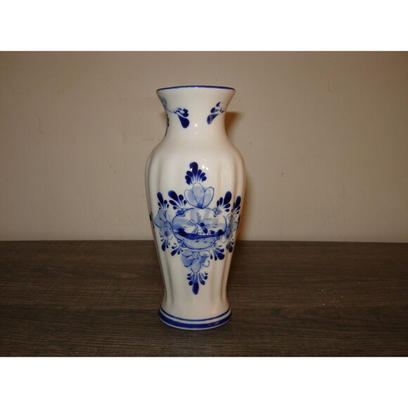 Vintage Delft Blue Bud Vase Holland Windmill - Picture 2 of 4